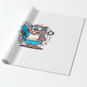 Beaver Surfing Cadeaupapier (Uitgerold)