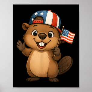 Beaver Vlag Verenigde Staten 4 juli Onafhankelijkh Poster
