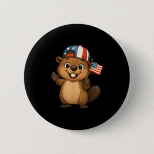 Beaver Vlag Verenigde Staten 4 juli Onafhankelijkh Ronde Button 5,7 Cm