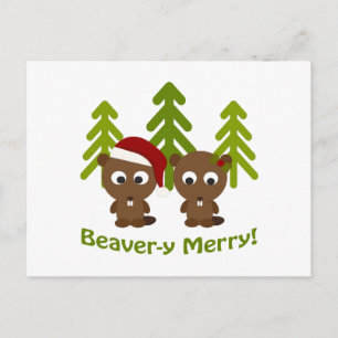 Beaver-y Merry! Kerstbeken Feestdagenkaart