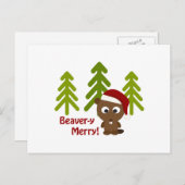 Beaver-y Merry! kerstbever Feestdagenkaart (Voorkant / Achterkant)