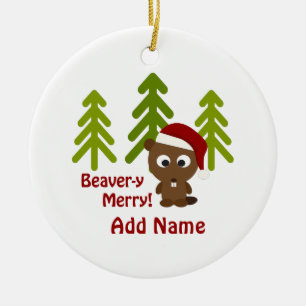 Beaver-y Merry! kerstbever Keramisch Ornament