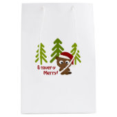 Beaver-y Merry! kerstbever Medium Cadeauzakje (Voorkant)