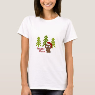 Beaver-y Merry! kerstbever T-shirt