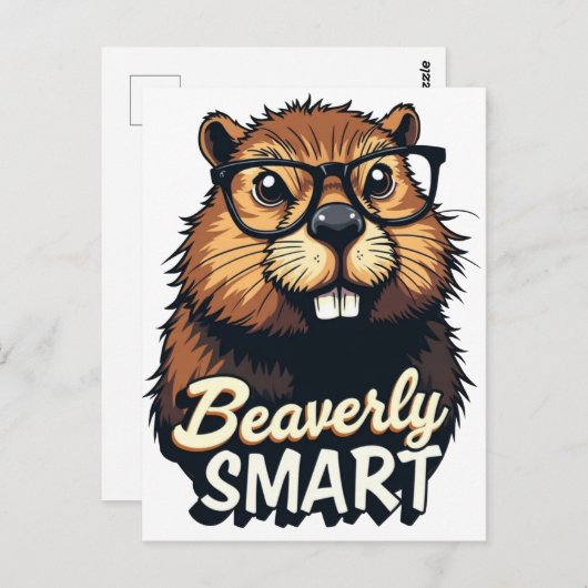 Beaverly Smart - Grappige Bever met een Grafische Briefkaart (Voorkant / Achterkant)