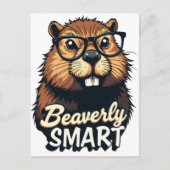 Beaverly Smart - Grappige Bever met een Grafische Briefkaart (Voorkant)