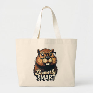 Beaverly Smart - Grappige Bever met een Grafische Grote Tote Bag