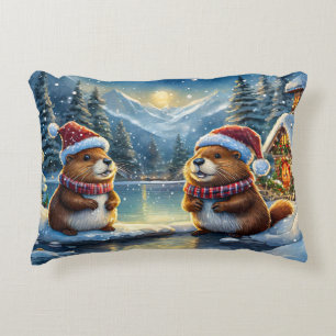 Beavers Holiday Design beroemd gemaakt door Rich A Accent Kussen