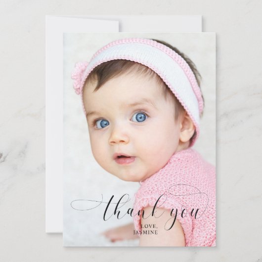 Bébé 1er Anniversaire Merci Élégant Swashes Script (Devant)