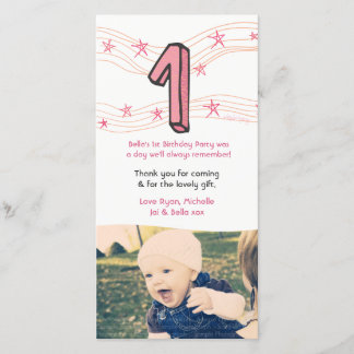 Bébé 1er anniversaire Numéro 1 Merci Carte photo