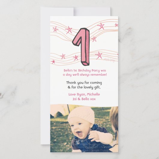 Bébé 1er anniversaire Numéro 1 Merci Carte photo (Devant)