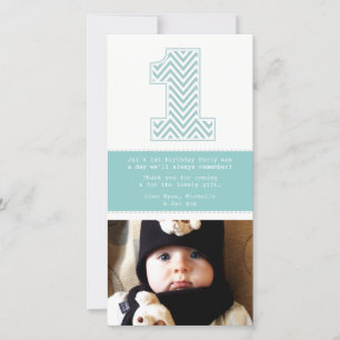 Bébé 1er anniversaire Numéro 1 Merci Carte photo