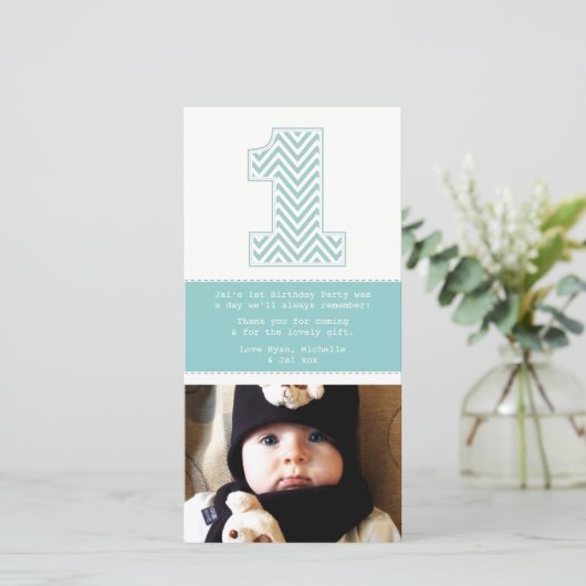 Bébé 1er anniversaire Numéro 1 Merci Carte photo (Debout devant)