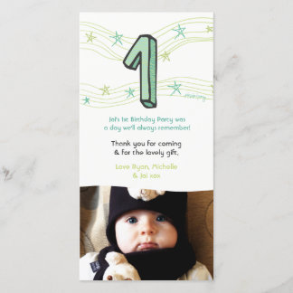 Bébé 1er anniversaire Numéro 1 Merci Carte photo