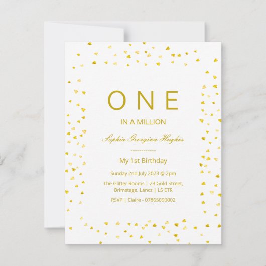 bébé 1er anniversaire, une invitation sur un milli (Devant)