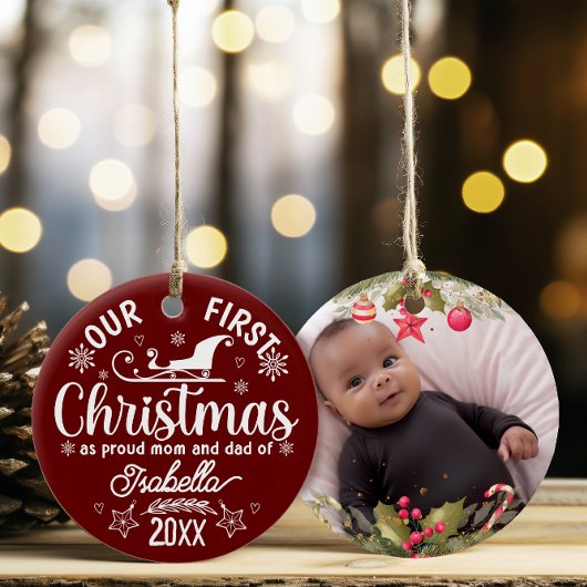 Bébé 1er Noël Accueil Décor Ornement en céramique