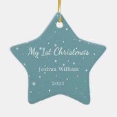 Bébé 1er Noël doux flocons de neige Ornement bleu (Dos)