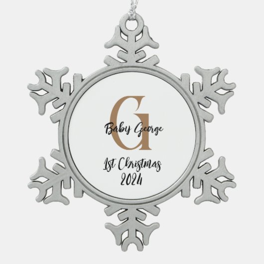 bébé 1er Noël Flocon de neige Ornement encadré (Devant)