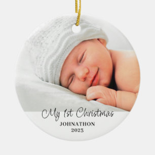 Bébé 1er Noël Photo Nom Ornement