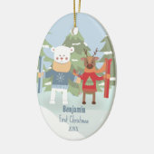 Bébé 1er Noël Polar Ours Reindeer Ornement (Gauche)