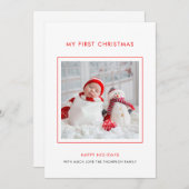 Bébé 1ère photo de Noël Carte de vacances minimali (Devant / Derrière)