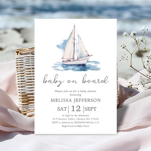 Bébé à bord Baby shower de bateau Invitation
