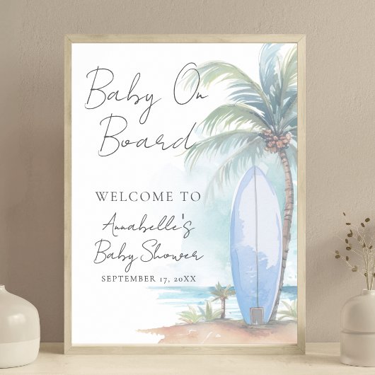 Bébé à bord Baby shower de plage Affiche de bienve