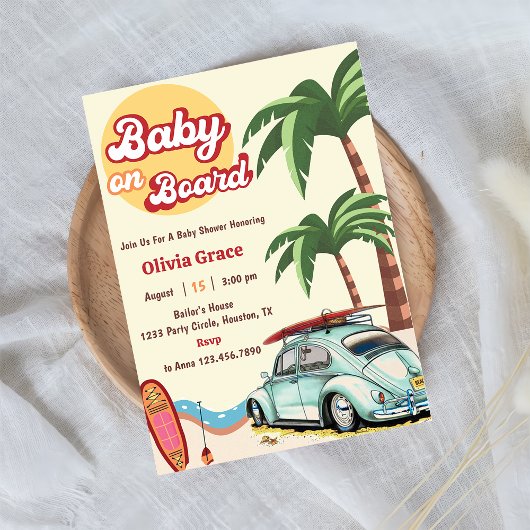 Bébé À Bord De Plage Baby shower Invitation