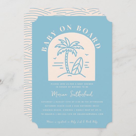 Bébé à bord Invitation Baby shower (Devant / Derrière)