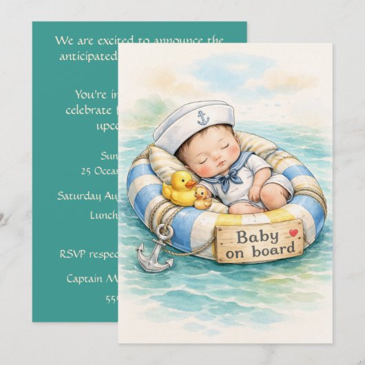 Bébé à bord Invitation de douche Téléchargement nu (Devant / Derrière)