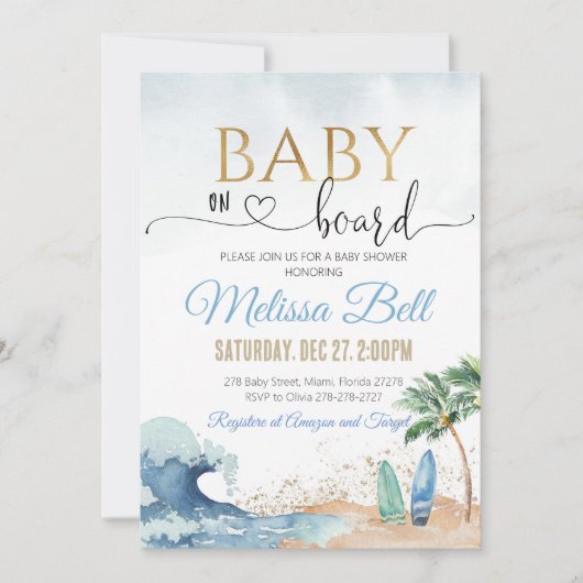 Bébé à bord Invitation sous l'océan invite garçon (Devant)