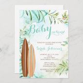 Bébé à bord Surf Baby shower Invitation (Devant / Derrière)