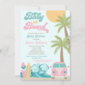 Bébé à bord Surf bébé douche Invitations Fille (Devant)