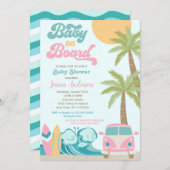Bébé à bord Surf bébé douche Invitations Fille (Devant / Derrière)