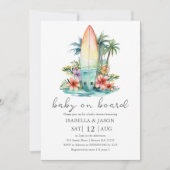 Bébé à bord Surf Couples Baby shower Invitation (Devant)