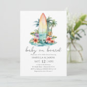 Bébé à bord Surf Couples Baby shower Invitation (Debout devant)