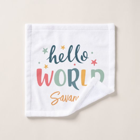 Bébé à la douche de bébé avec un nom personnalisé (Gant de toilette)