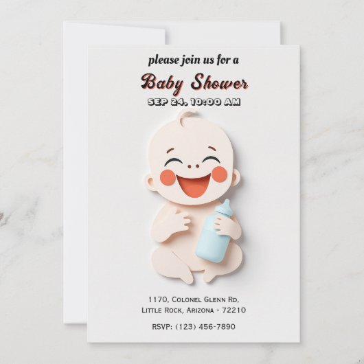 Bébé adorable avec Milk Bottle Carte de douche (Devant)