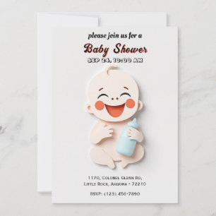 Bébé adorable avec Milk Bottle Carte de douche