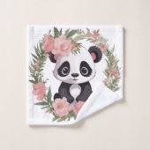 Bébé adorable Panda Ours avec fleurs (Gant de toilette)
