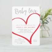 Bébé Amour Coeur Baby shower Invitation (Debout devant)