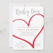 Bébé Amour Coeur Baby shower Invitation (Devant)