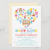 Bébé Amour Coeur Douche Invitation (Devant / Derrière)