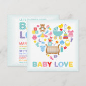 Bébé Amour Coeur Douche Invitation (Devant / Derrière)