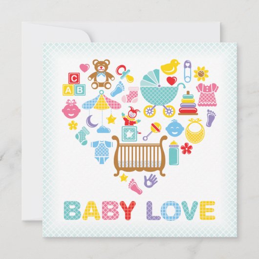 Bébé Amour Coeur Douche Invitation (Devant)