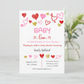 Bébé Amour Invitation, Baby shower Invitation (Debout devant)