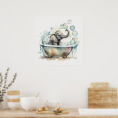 Bébé animal pour la pépinière, affiche Eléphant mi (Cuisine)