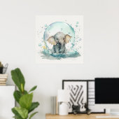 Bébé animal pour pépinière, affiche d'éléphant mig (Bureau à domicile)