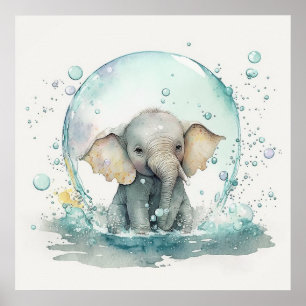 Bébé animal pour pépinière, affiche d'éléphant mig