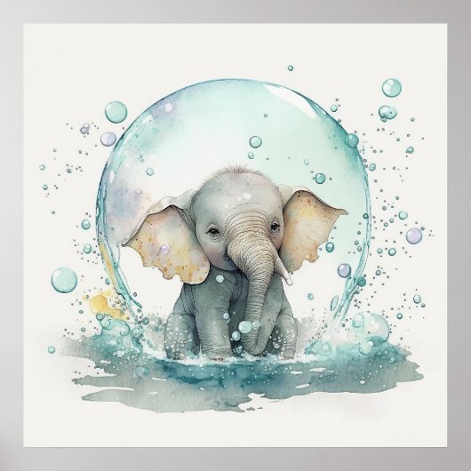 Bébé animal pour pépinière, affiche d'éléphant mig (Devant)